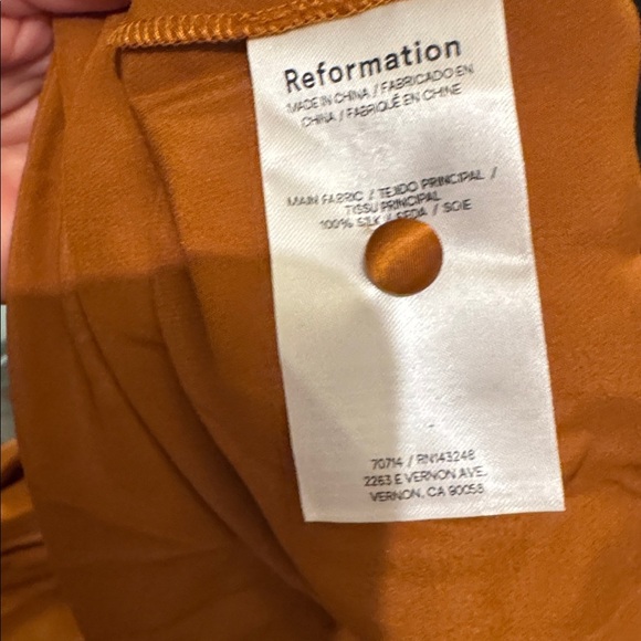 NEW Reformation Daniela Silk Maxi Deep V Dress - Copper - Picture 5 of 9